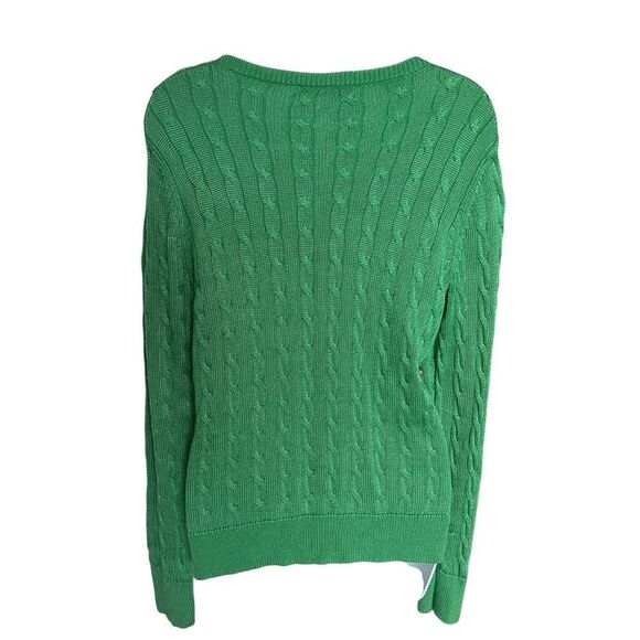 Lauren Ralph Lauren Green Cable Knit Sweater - Size L - Picture 5 of 7